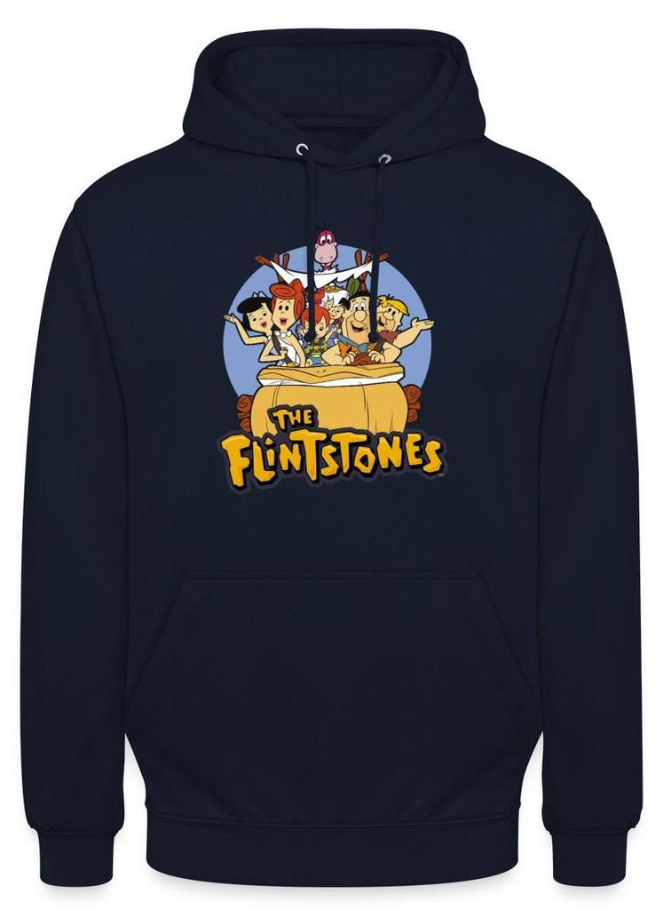 Spreadshirt The Flintstones Charaktere Zusammen Im Auto Uni Hoodie, L, Navy