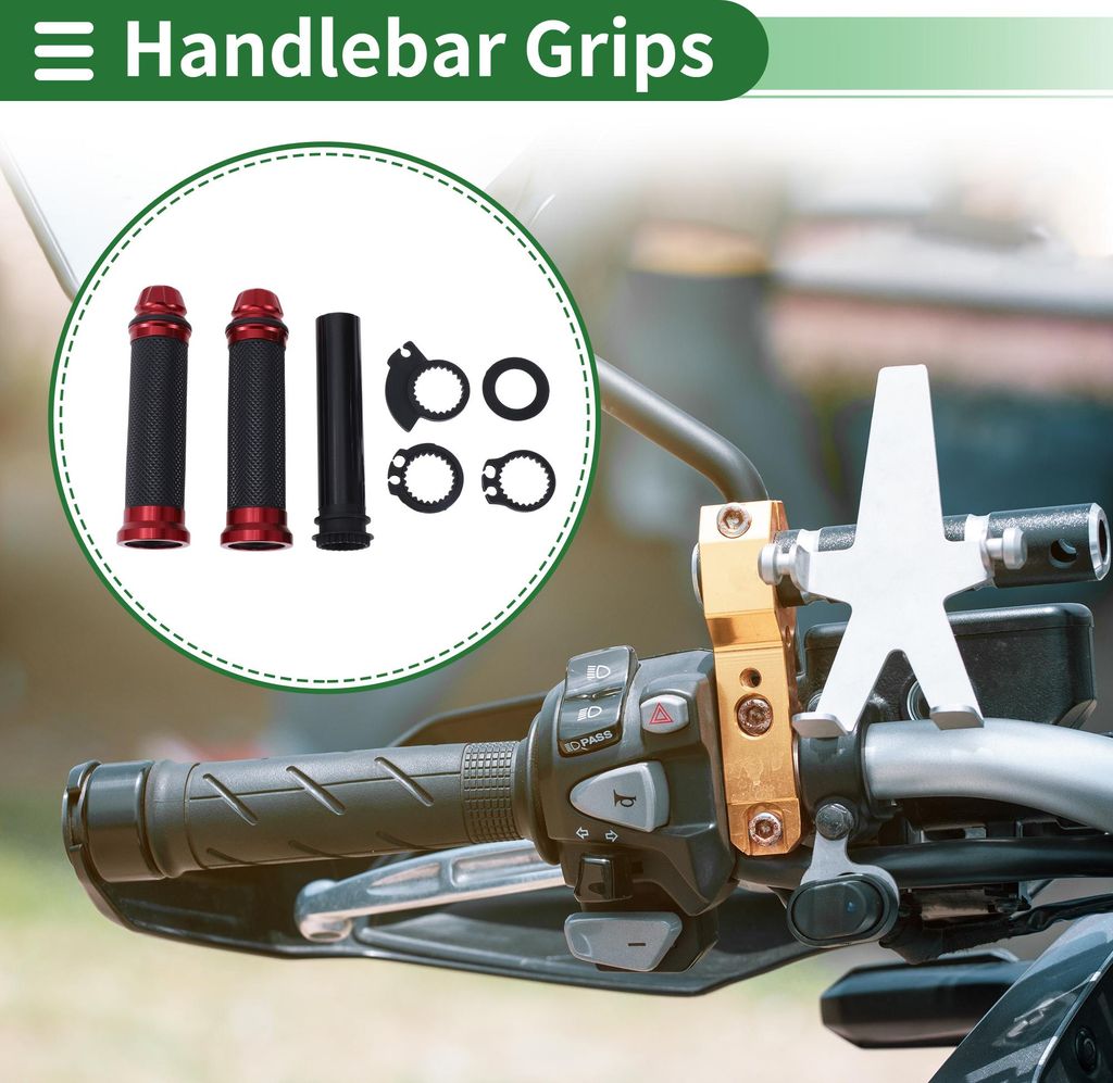 7/8" 22mm 15/16" 24mm Motorrad Lenkergriffe Abdeckung Set Rutschfeste Aluminiumlegierung Gummi Lenkergriffe Schwarz Rot, 1 Satz Rautenmuster