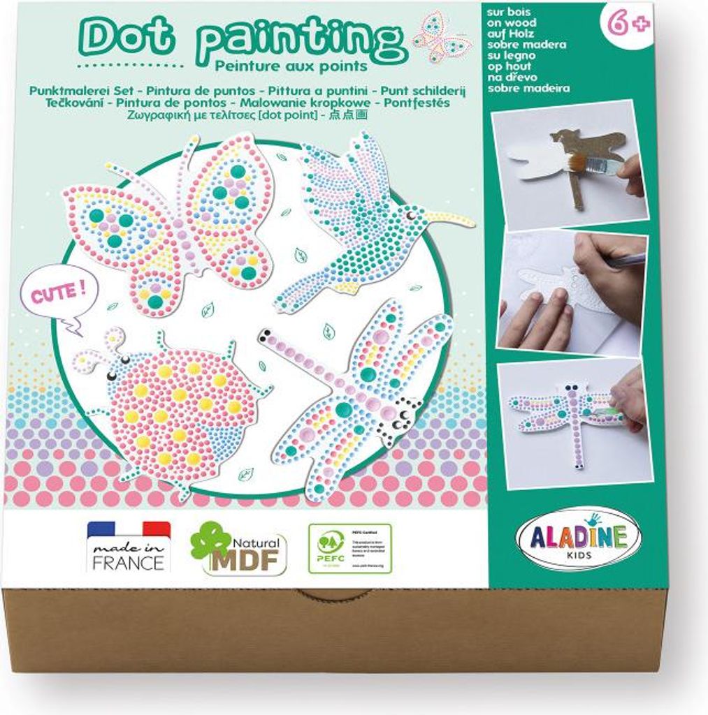Aladine Dot Painting Set - Natur Malset für Kinder Holzformen