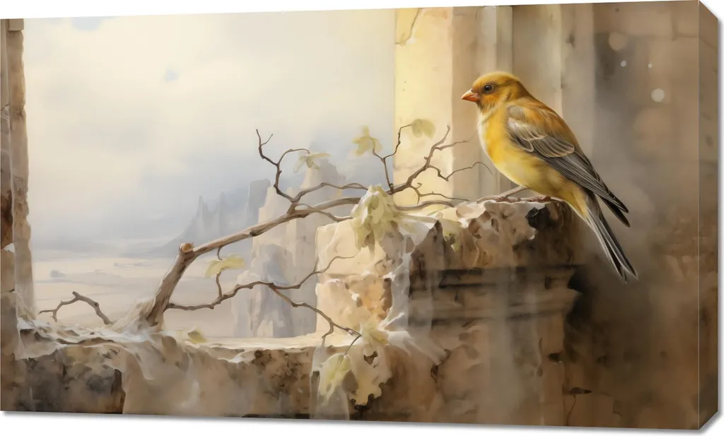Tableau Canari au bord Image 100 x 60 cm Décoration Murale Nature