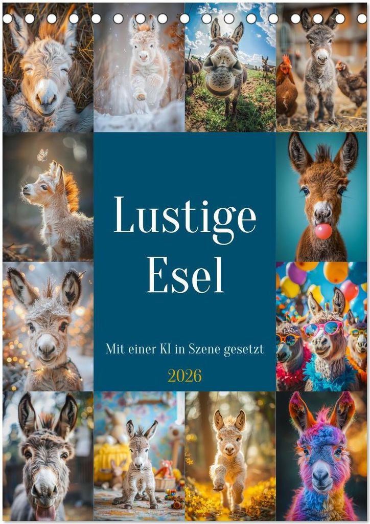 Lustige Esel (Tischkalender 2026 DIN A5 hoch), CALVENDO Monatskalender