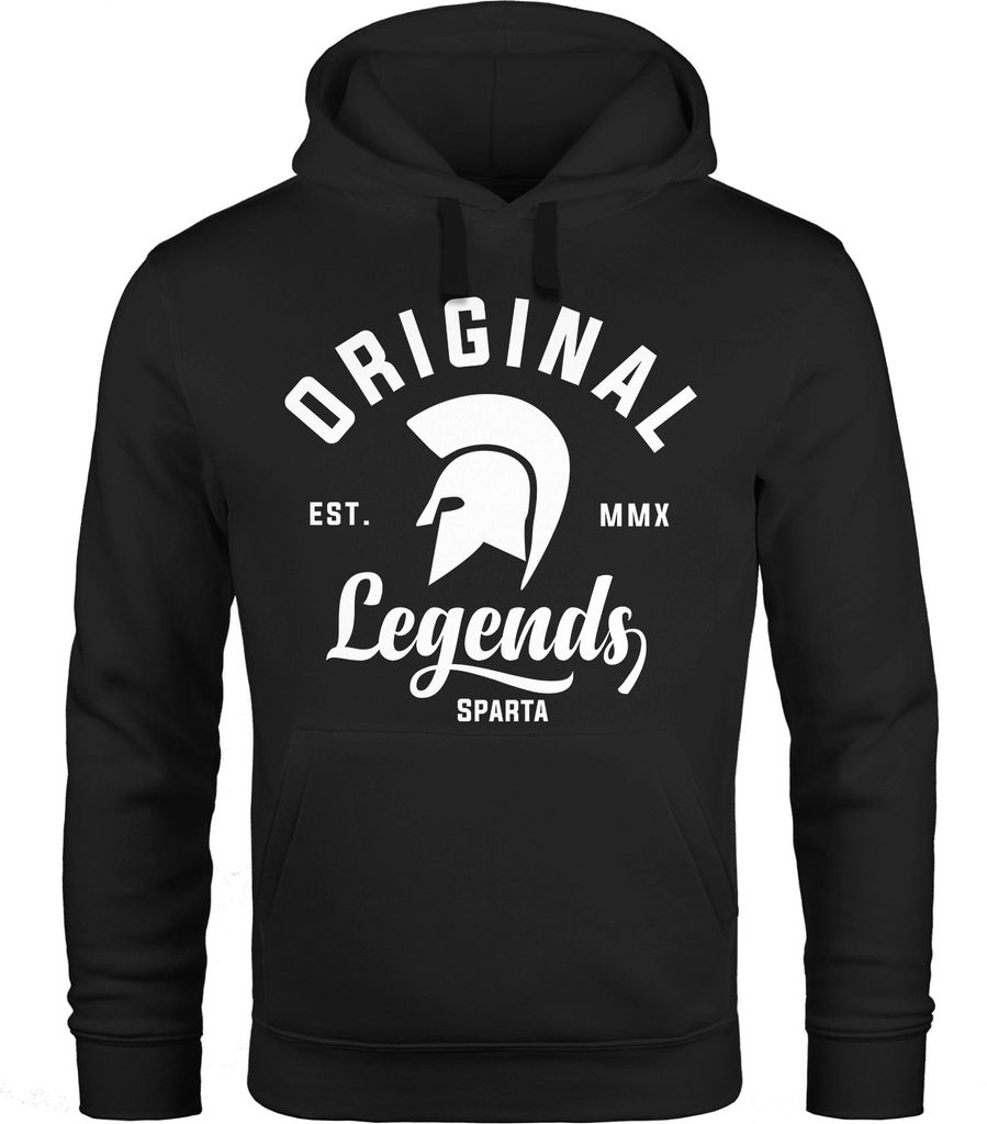 Hoodie Herren Original Legends Gladiator Sparta Kapuzen-Pullover Streetwear Neverless schwarz S