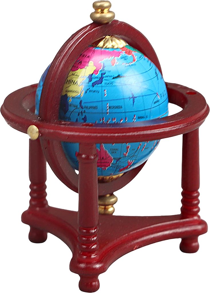 Miniatur World Globe mit Plastikständer realistische DIY -Geschenke vor, Spielen Spielzeug 1:12 Dollhouse Szene Orament Blue Rolling Globe Model f...