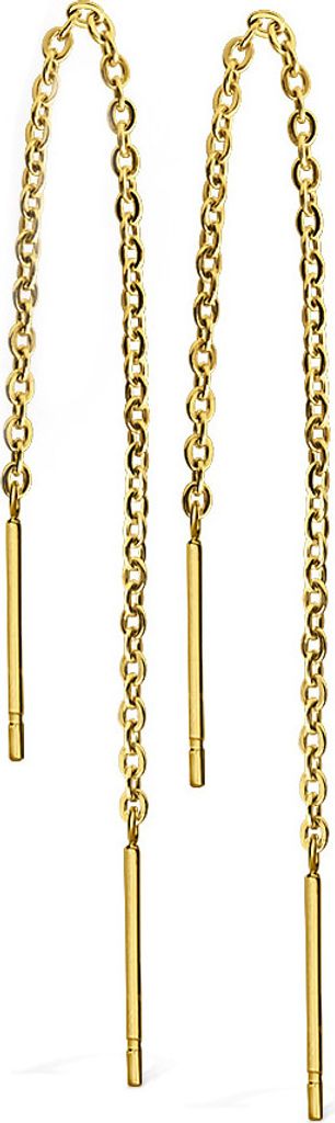 viva-adorno 1 Paar Damen Ohrringe Durchzieher Chirurgenstahl Ketten Ohrhänger Stäbe Z527,Stab gold