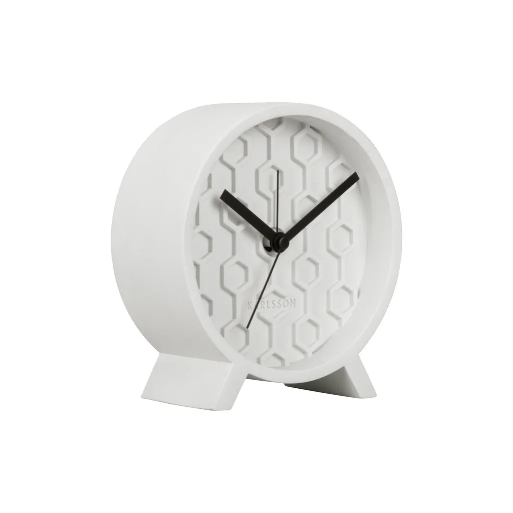 Réveil Blanc Karlsson Nid d'Abeille Silencieux et Esthétique 12cm