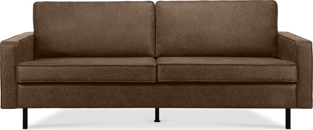 KONSIMO Klassische Dreisitzer-Sofa mit Armlehnen "INVIA", dunkelbraun, Lederoptik-Stoff, Vintage, 209x87x98cm