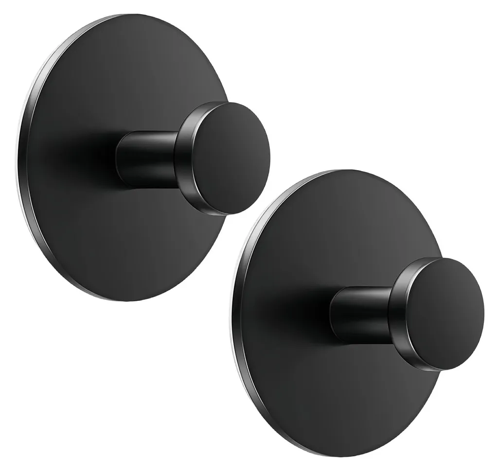 Accroche serviette adhésif noir pour mur et porte de douche, sans percer