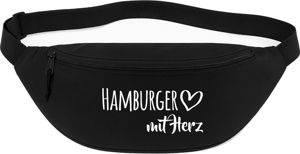 Huuraa Bauchtasche Hamburger mit Herz 2,5 Liter Black Polyester Crossbody Bag Geschenkidee