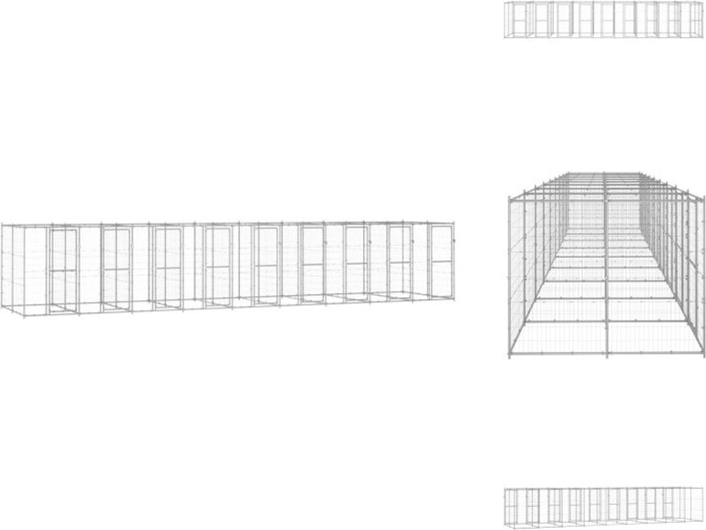 vidaXL Outdoor-Hundezwinger Verzinkter Stahl 21,78 m² - Hundezwinger & -ausläufe