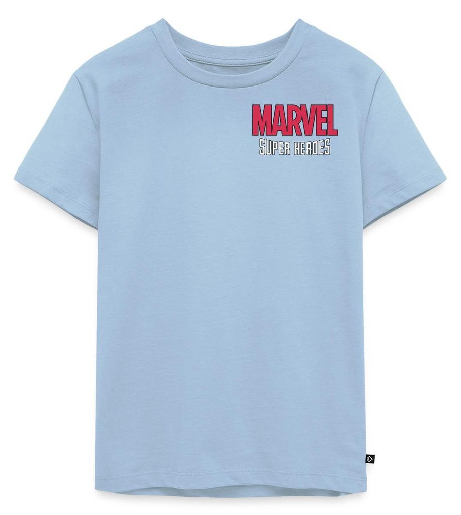 Spreadshirt Avengers Marvel Superhelden Chest- Und Backprint Kinder Premium T-Shirt, 98/104 (2 Jahre), Hellblau