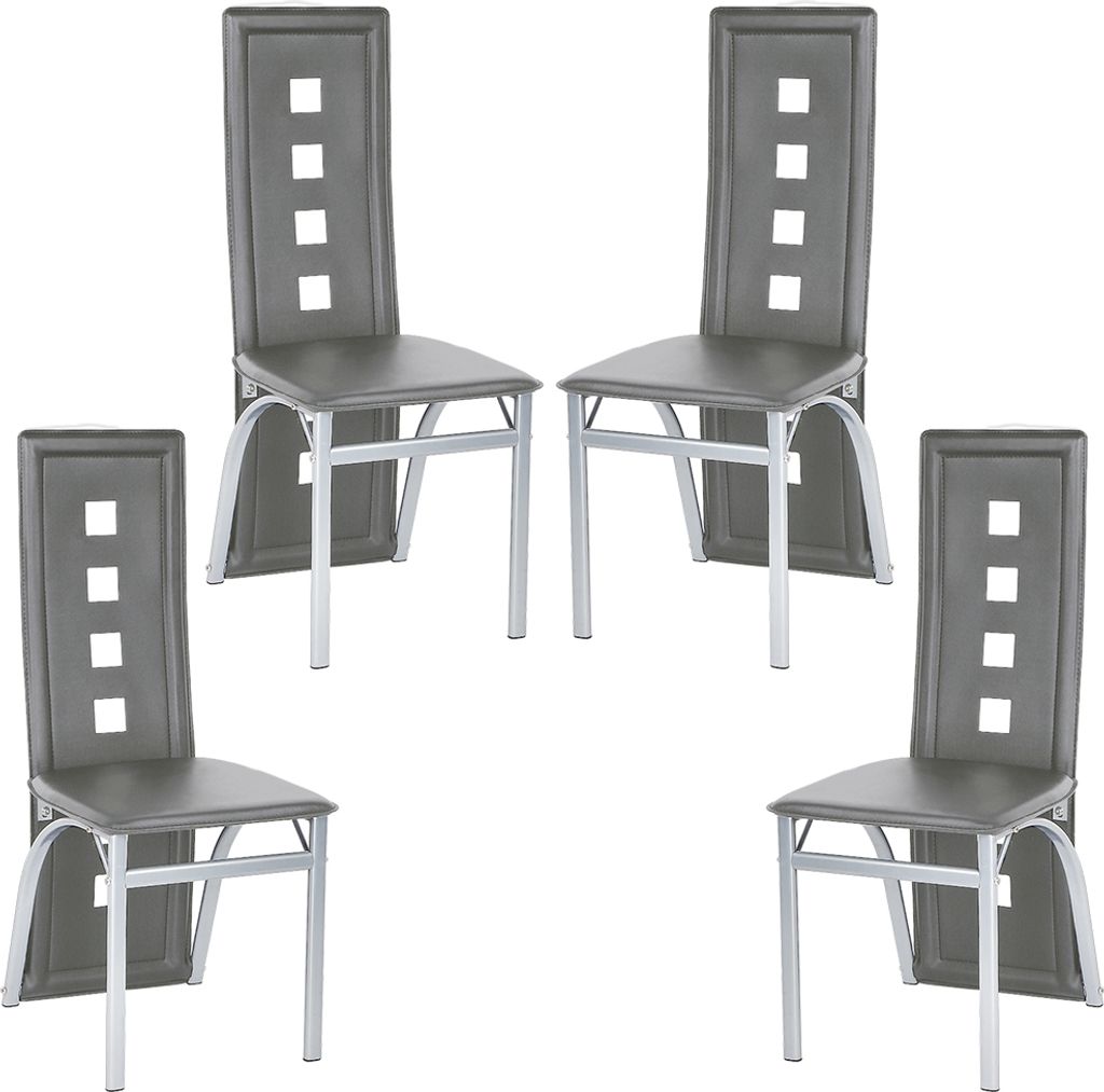 4er set Esszimmerstühle Stuhl Hochlehner Polsterstuhl Sitzgruppe Essgruppe Esszimmerstuhl Wartestuhl Besucherstuhl(Grau)