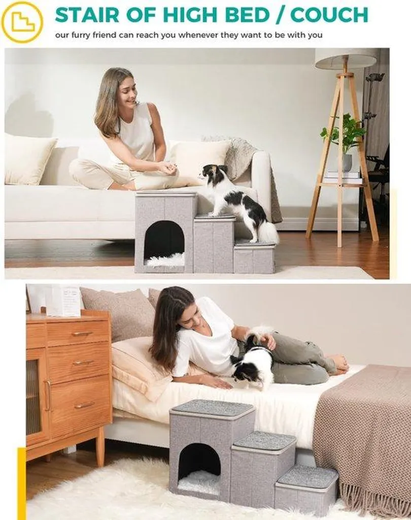 Aide à la montée pour petit chien escalier 50 cm moelleux pour chambre