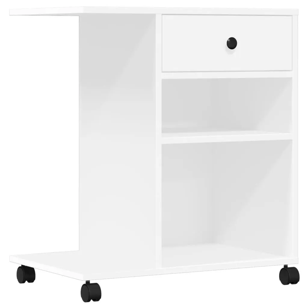 Mobiletto Stampante vidaXL Bianco 60x40x68,5 cm - Organizer Ufficio Ruote