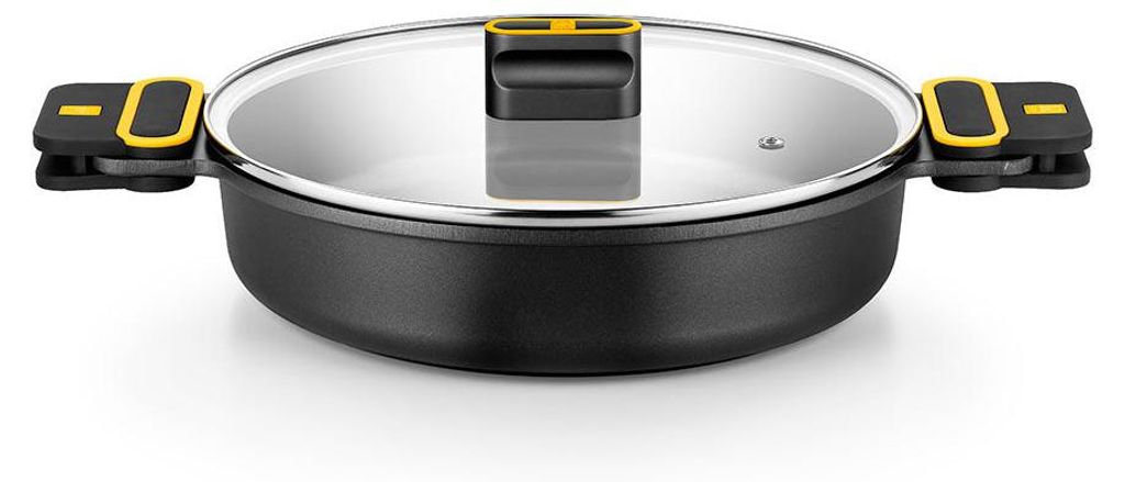 BRA Daily Pro | Niedriger Kochtopf 32 cm aus Aluminiumguss, antihaftbeschichtet ohne PFOA, für alle Herdarten und Induktion geeignet