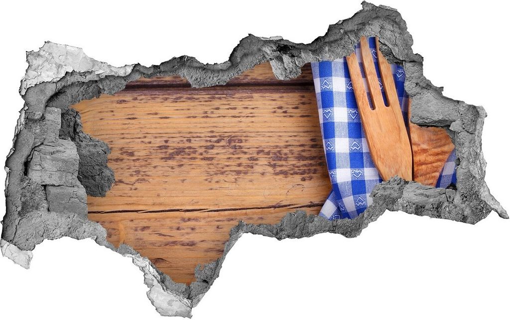 Selbstklebender Loch-3D-Aufkleber 95x73 cm Holz-Besteck