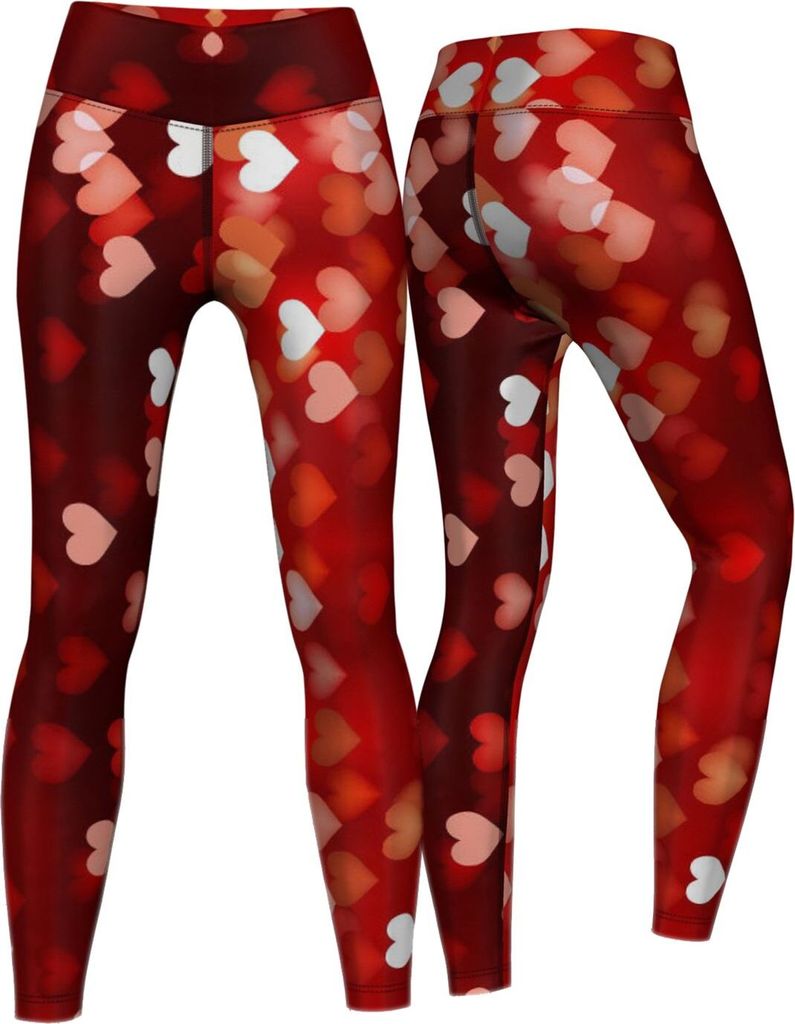 Hearts Leggings sehr dehnbar für Sport,Yoga, Gymnastik, Training & Fashion Rot, Größe:S