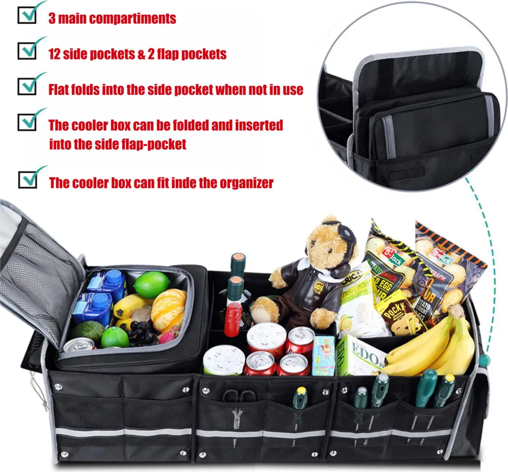 Rangement de coffre idéal pour courses et camping avec glacière 90 cm - 5