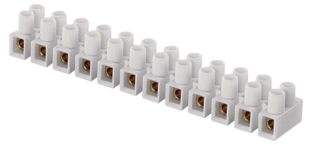 EMOS Lüsterklemme für 1 mm²-4 mm² Draht, 1 Riegel mit 12 Stück, 450 V, 32 A, weiß, Anschlussklemme mit Schraubbefestigung, A4005