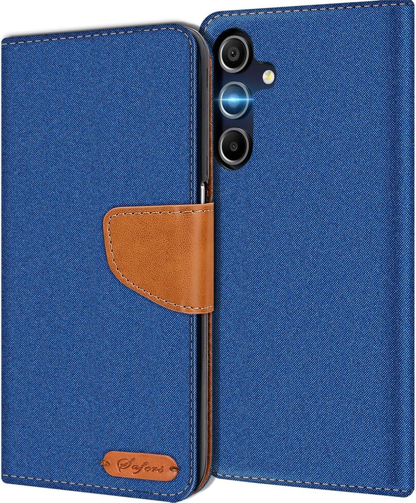 Conie Jeans Style Klapp Tasche für Samsung Galaxy A16 5G Kartenfach Hülle Rundumschutz in Blau
