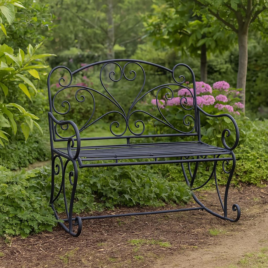 Nostalgische Garten-Schaukelbank aus Metall