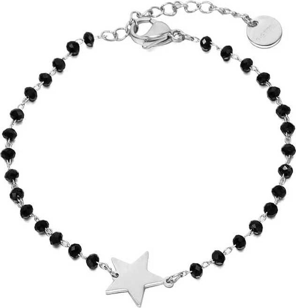 Bracelet en acier chirurgical avec perles noires Star Image du produit 