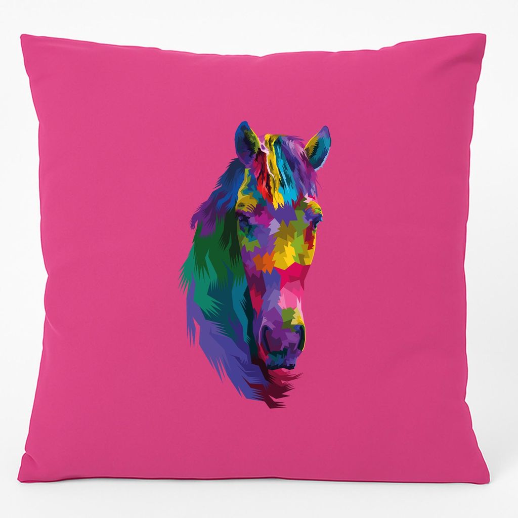 Huuraa Kissen Pferdekopf Colorful 40x40cm mit Füllung Fuchsia Baumwolle Dekokissen Geschenkidee