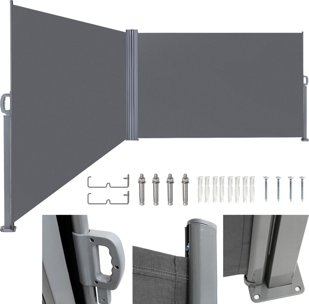Yakimz Seitenmarkise Ausziehbare Alu Seitenmarkise Garten Markise Sonnenschutz Regenschutz 180x600 Grau