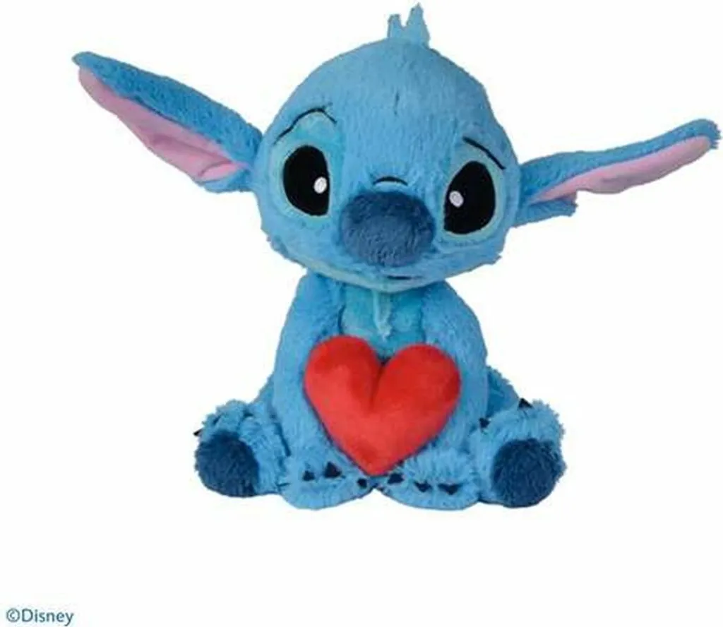 Stitch Peluche 25cm Coeur Rouge - Texture Ultra Soft Disney Originale