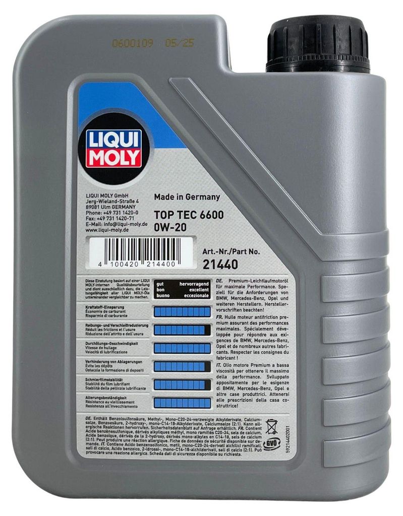 LIQUI MOLY Top Tec 6600 für 0W-20 1 Liter Motoröl Motorenöl Produktbild 