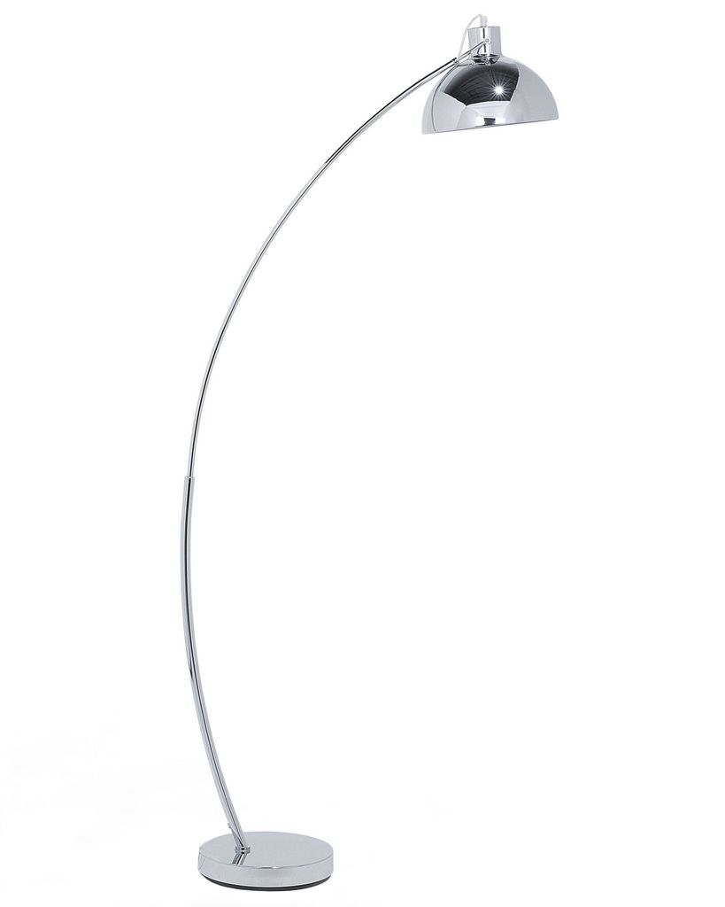 BELIANI Stehlampe Silber Metall 155 cm verstellbarer Schirm Kabel mit Schalter Bogenlampe Industrie Design