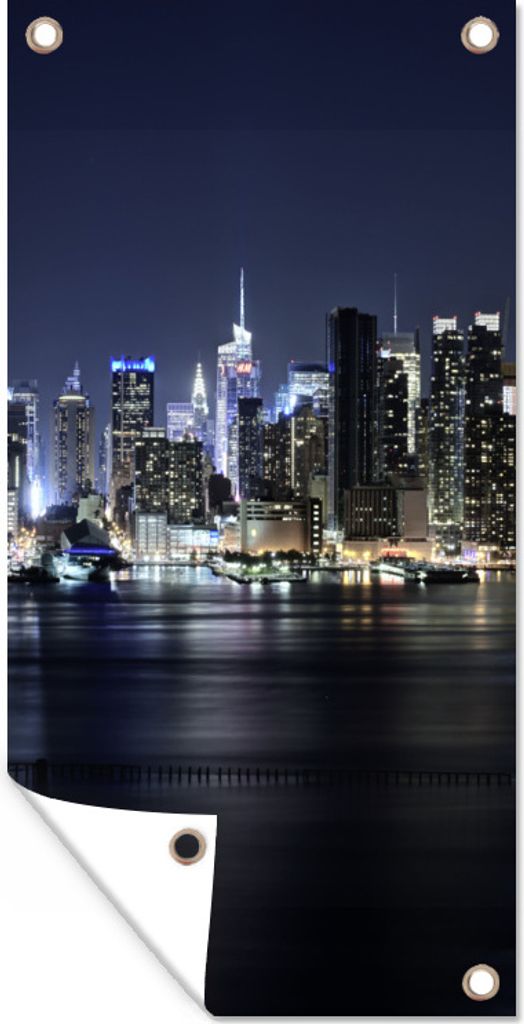 MuchoWow 30x60 cm Outdoor-Poster Gartendeko Sichtschutz Garten Poster für den Garten New York - Sternenhimmel - Empire State Building