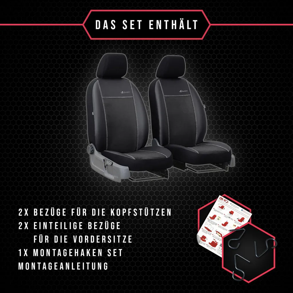 Set Coprisedili Auto per Peugeot Expert II 1+1 BUS Nero Resistente - 8