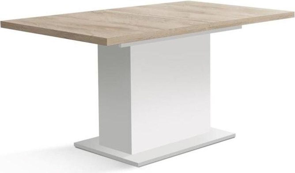 Esstisch ELARA, Ausziehbar, Rechteckig, Eiche/Mattweiß, 160-200 x 90 x 76 cm, 8 Personen