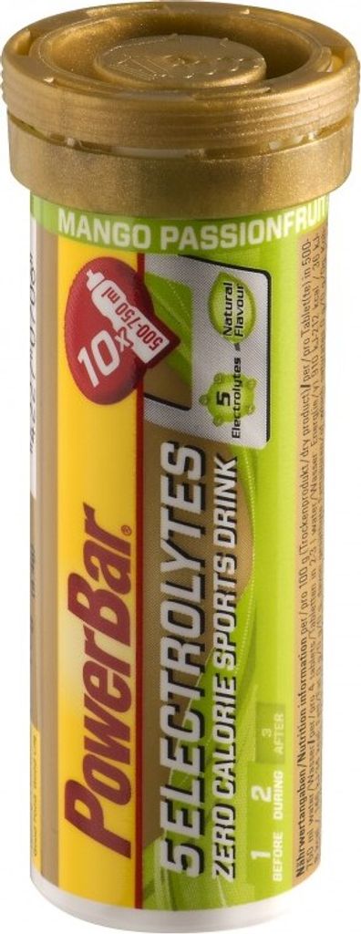 PowerBar 5 Electrolytes 10 Tabletten Mango-Passionsfrucht / Sportgetränke / Iso / Elektrolyte / Erfrischendes hypotones Getränk mit minimalen Kal...