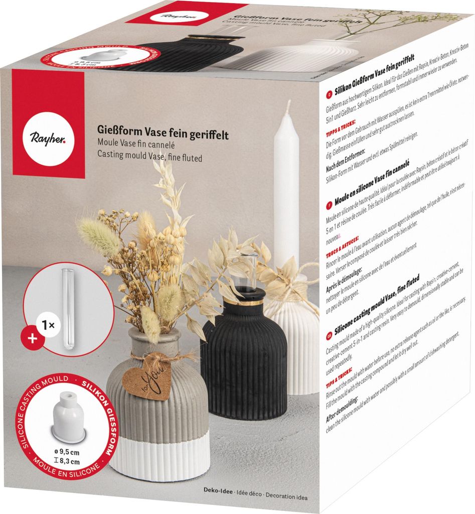 Stampo per colata Rayher Vaso finemente scanalato 234 ml Immagine del prodotto 