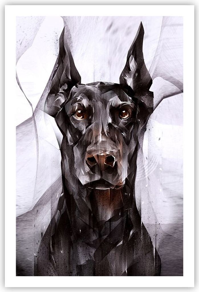 Poster - Poster ohne Rahmen - Hund Abstraktion - 61x91,5 cm - Wand Bild - Wanddeko - Wandbilder - Kunstposter - Wandposter - Bilder - Kunstdruck - ...