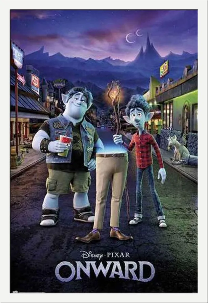 Poster Onward Disney con Cornice Shinsuke Bianca Maxi MDF 61x91,5
