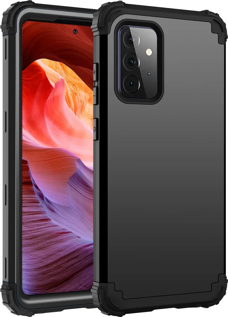 Custodia per Samsung Galaxy A72 4G/5G Hybrid 3in1 PC e TPU antiurto, custodia resistente nera