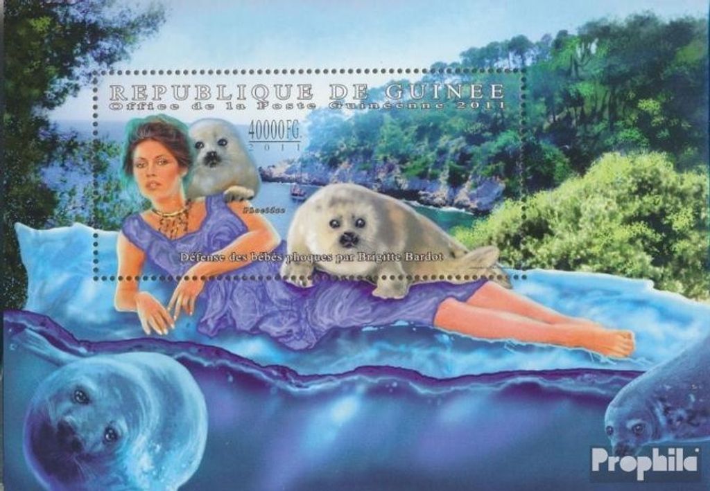 Briefmarken Guinea 2011 Mi Block 2005 (kompl. Ausgabe) postfrisch Brigitte Bardot (Babyrobben)
