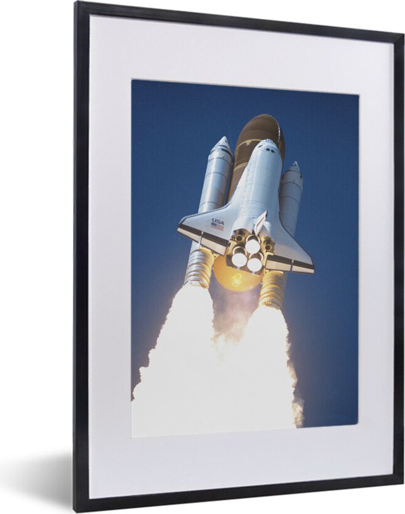 MuchoWow MuchoWow Gerahmtes Poster Nahaufnahme des Starts einer Raumfähre 30x40 cm - Poster mit zchwarzem Bilderrahmen - Wandposter Schlafzimmer