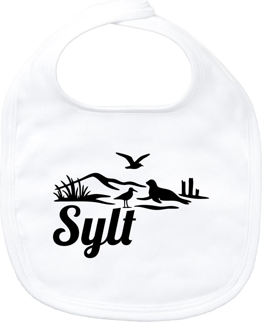 Huuraa Baby Lätzchen Sylt Strandmotiv White Klettverschluss Baumwolle Latz Geschenkidee
