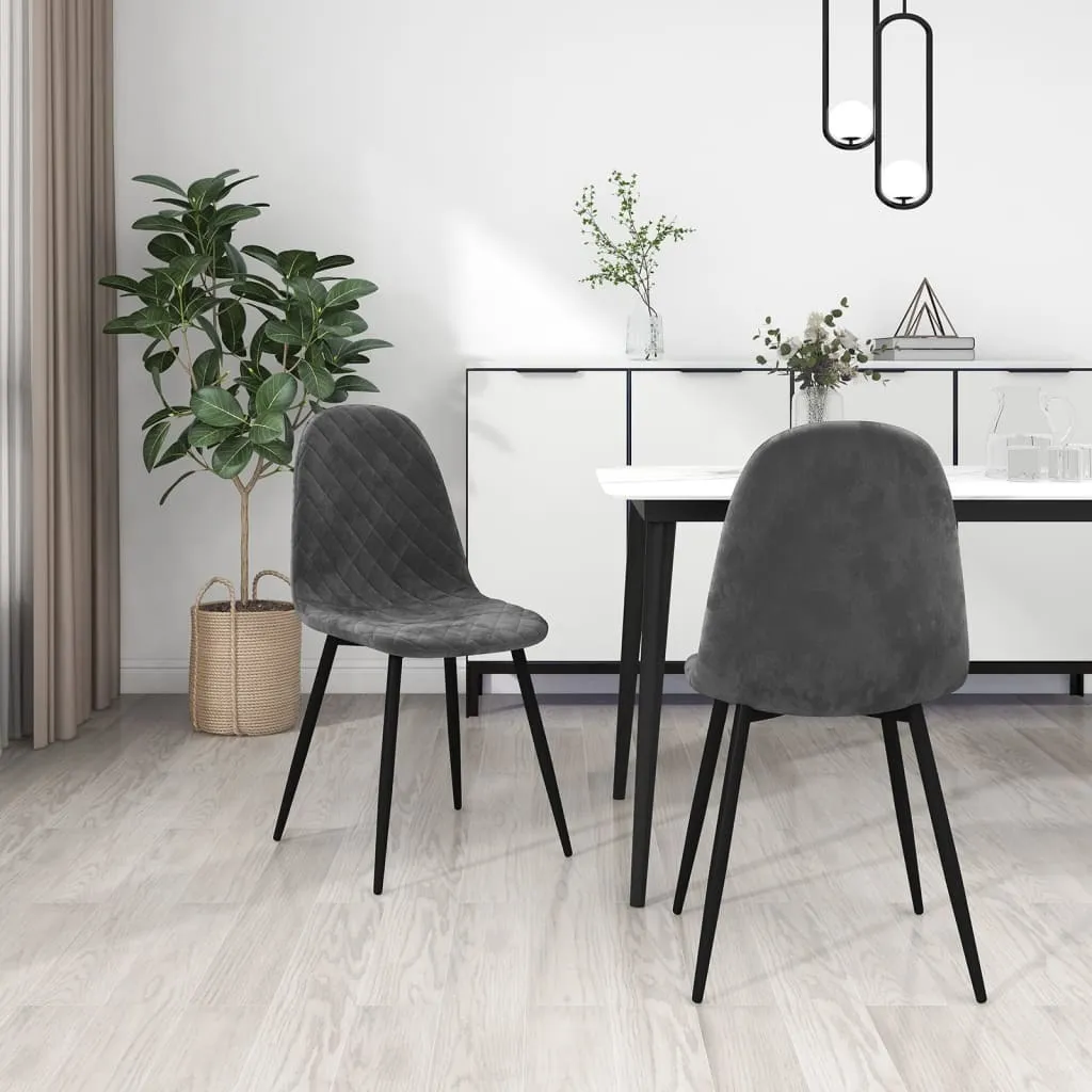 Velluto Grigio Scuro: Set 2 Sedie da Pranzo The Living Store