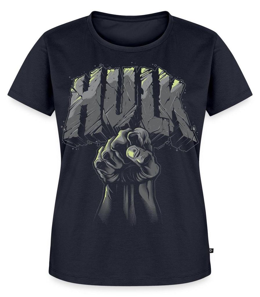 Spreadshirt Avengers Hulk Mit Faust Frauen Premium T-Shirt, XS, Navy