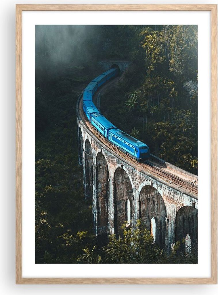 Gerahmtes Poster - Rahmen in heller Eiche - Zug Hogwarts Express - 50x70 cm - Wand Bild - Wanddeko - Wandbilder - Kunstposter - Wandposter - Bilder...