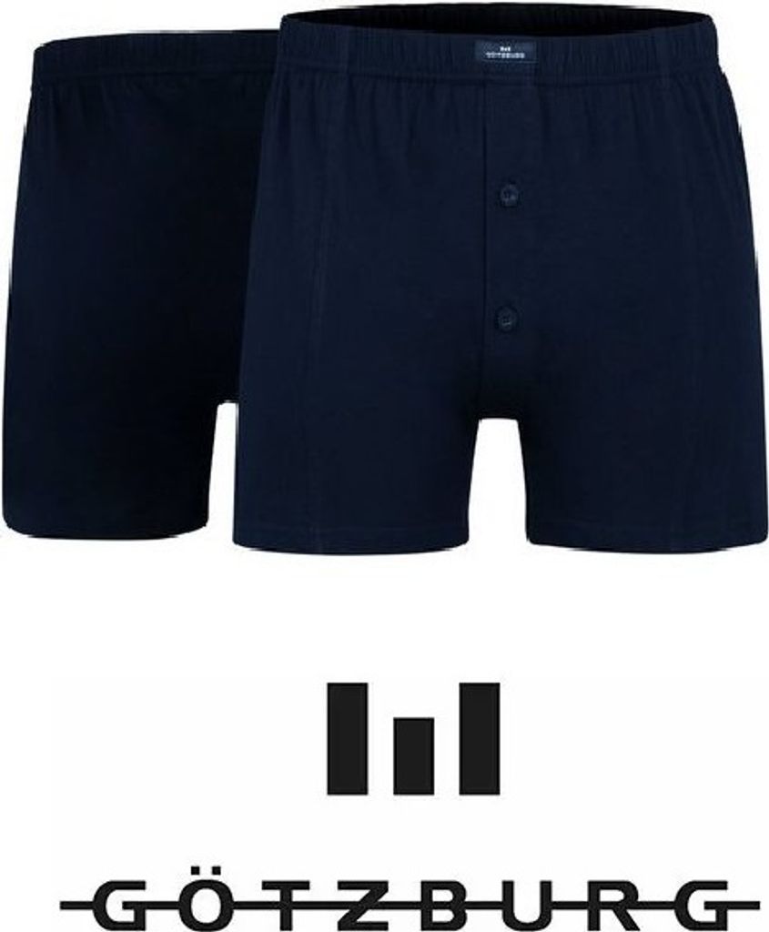 GÖTZBURG Herren Boxershort, Unterhose, Shorts - Baumwolle, Single Jersey, navy, uni, mit Eingriff, 2er Pack Größe: 6