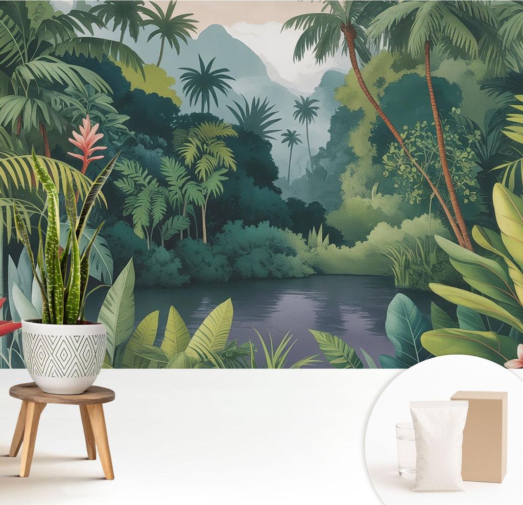 Fototapete - 208x146 cm - Tapete - Wandtapete - Wandbilder - Dekofolie - Tapete Folie - Wand - Dekoration - Wohnzimmer - Exotische Landschaft