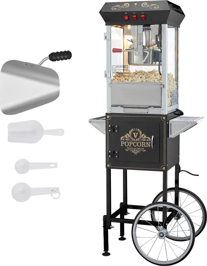 SucceBuy 850 W popcornovač s vozíkom, 237 ml kanvica na 48 Obrázok produktu 