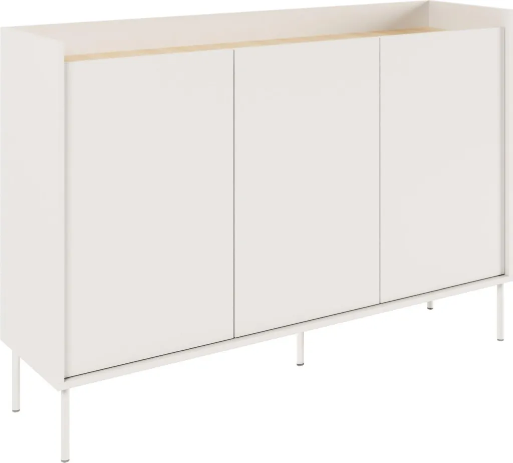 Buffet Scandinave 140 cm Blanc Chêne Selsey Tovi - Design Épuré 3 Portes