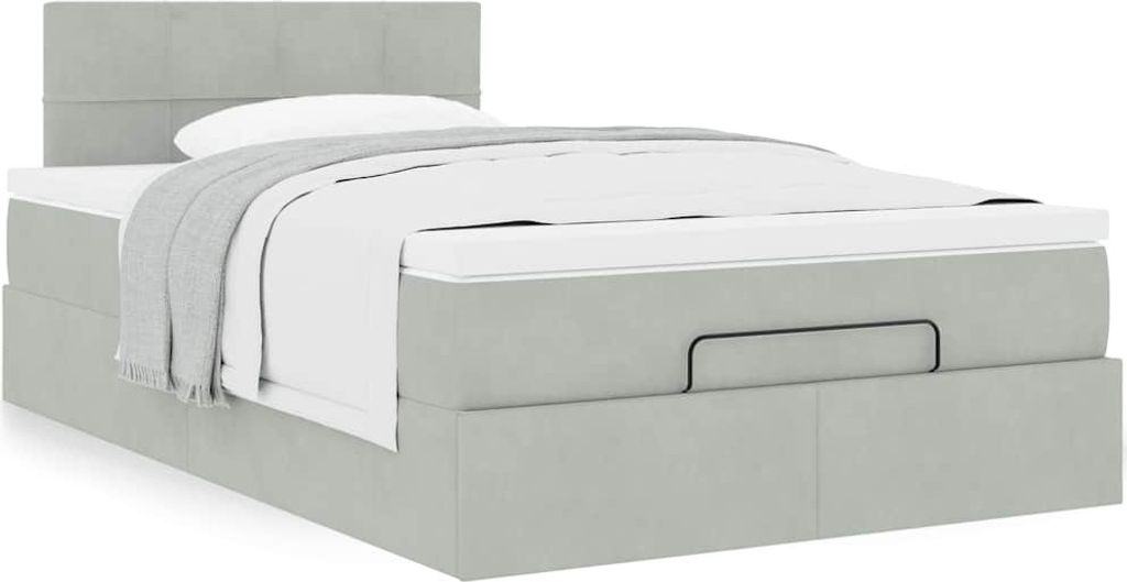 Maison Exclusive - Ottoman-Bett mit Matratze Hellgrau 120x200 cm Samt