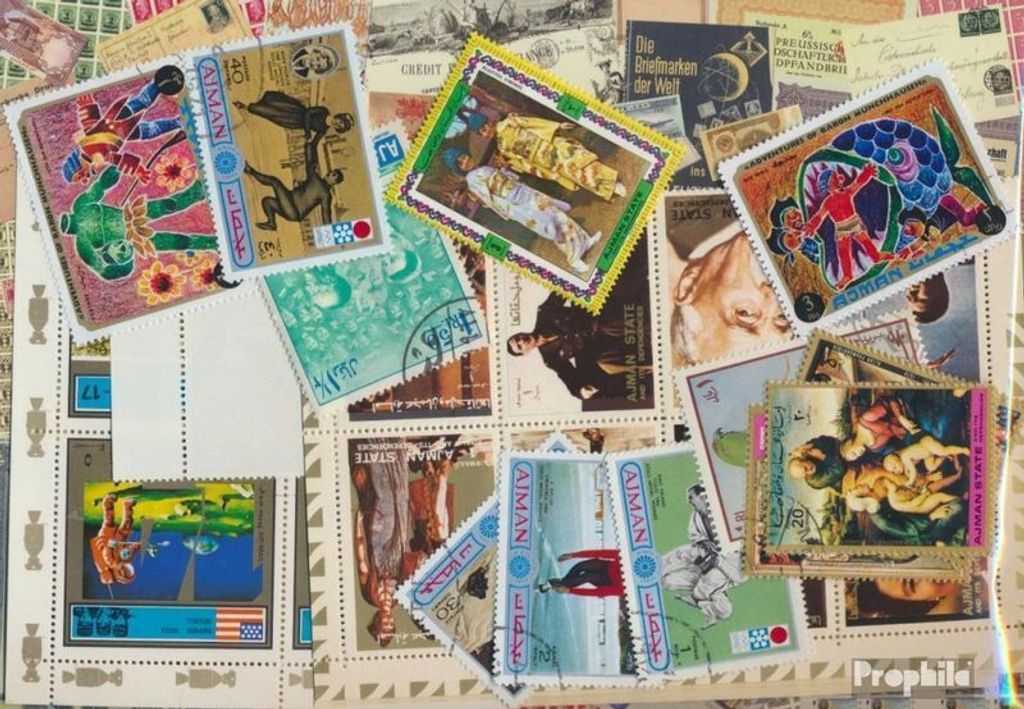 Briefmarken Ajman 50 verschiedene Marken